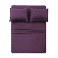 4 Piece Bed Sheet Set (Queen,Purple) 1 Flat Sheet,1 Fitted Sheet And 2 Pillow Cases,Brushed Microfiber Luxury Bedding With Deep Pockets