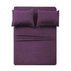 4 Piece Bed Sheet Set (Queen,Purple) 1 Flat Sheet,1 Fitted Sheet And 2 Pillow Cases,Brushed Microfiber Luxury Bedding With Deep Pockets
