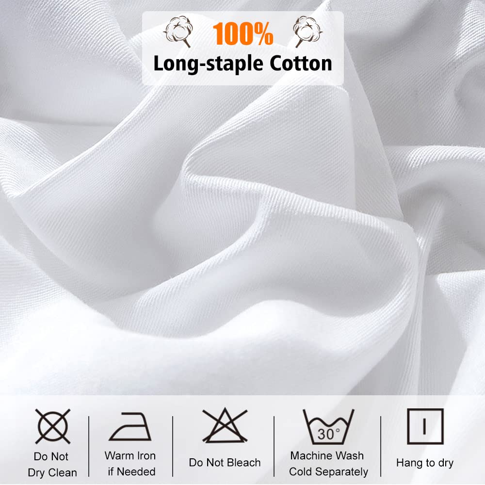 Lirex Fitted Sheet, Queen 100% Cotton 300 Thread Count Soft Breathable Fitted Sheet, White
