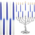 The Dreidel Company Deluxe Tapered Hanukkah Menorah Half and Half Navy Blue and White, Candles for All 8 Nights of Chanukah (Sin