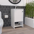 Bathroom Vanity Poket, Single Door Cabinet, Two Shelves, White