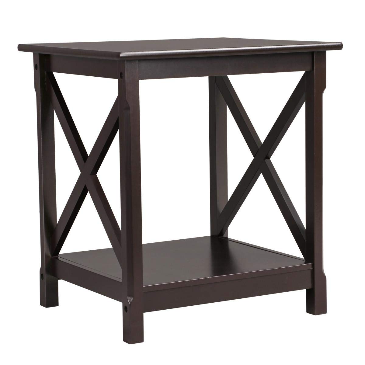 Topeakmart End Table with Storage Shelf in Classic X-Design, 2 Tier Strong Sofa Side Table for Living Room, 18 D x 20 W x 22 H I