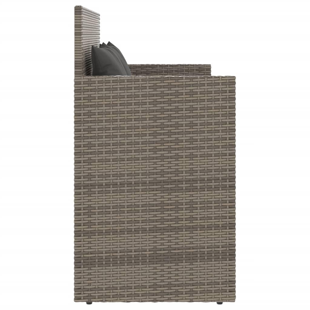 vidaXL Patio Loveseat Bench - Gray Poly Rattan Outdoor Furniture with Cushion Storage & Washable Covers, Weather-Resistant, Powder-Coated Steel Frame - 47.2&quot;x19.7&quot;x35.6&quot;