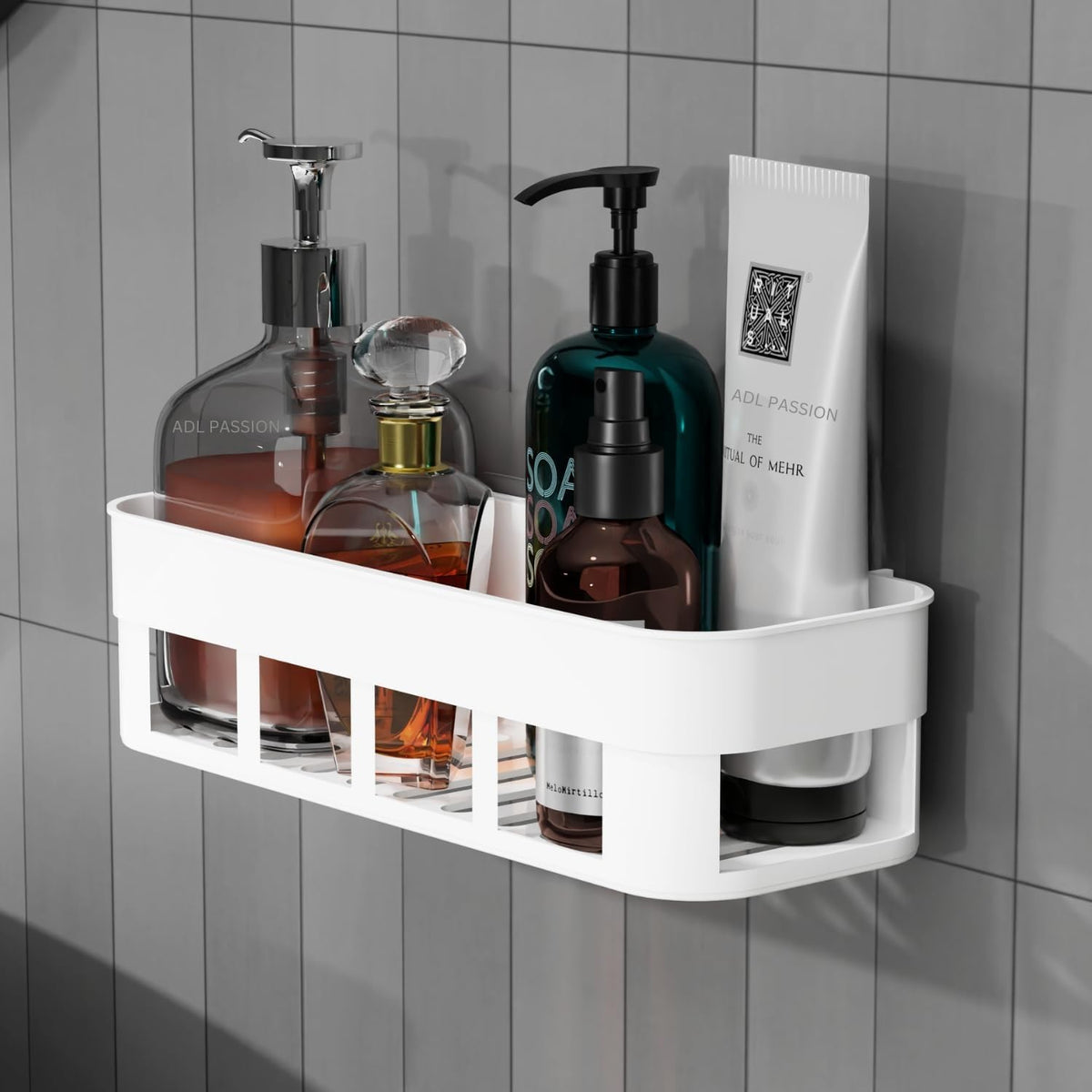 Drashti Villa Multipurpose Wall Mount Acrylic Bathroom Shelf and Rack for Home and Kitchen. Adhesive Sticker Support Without Dri