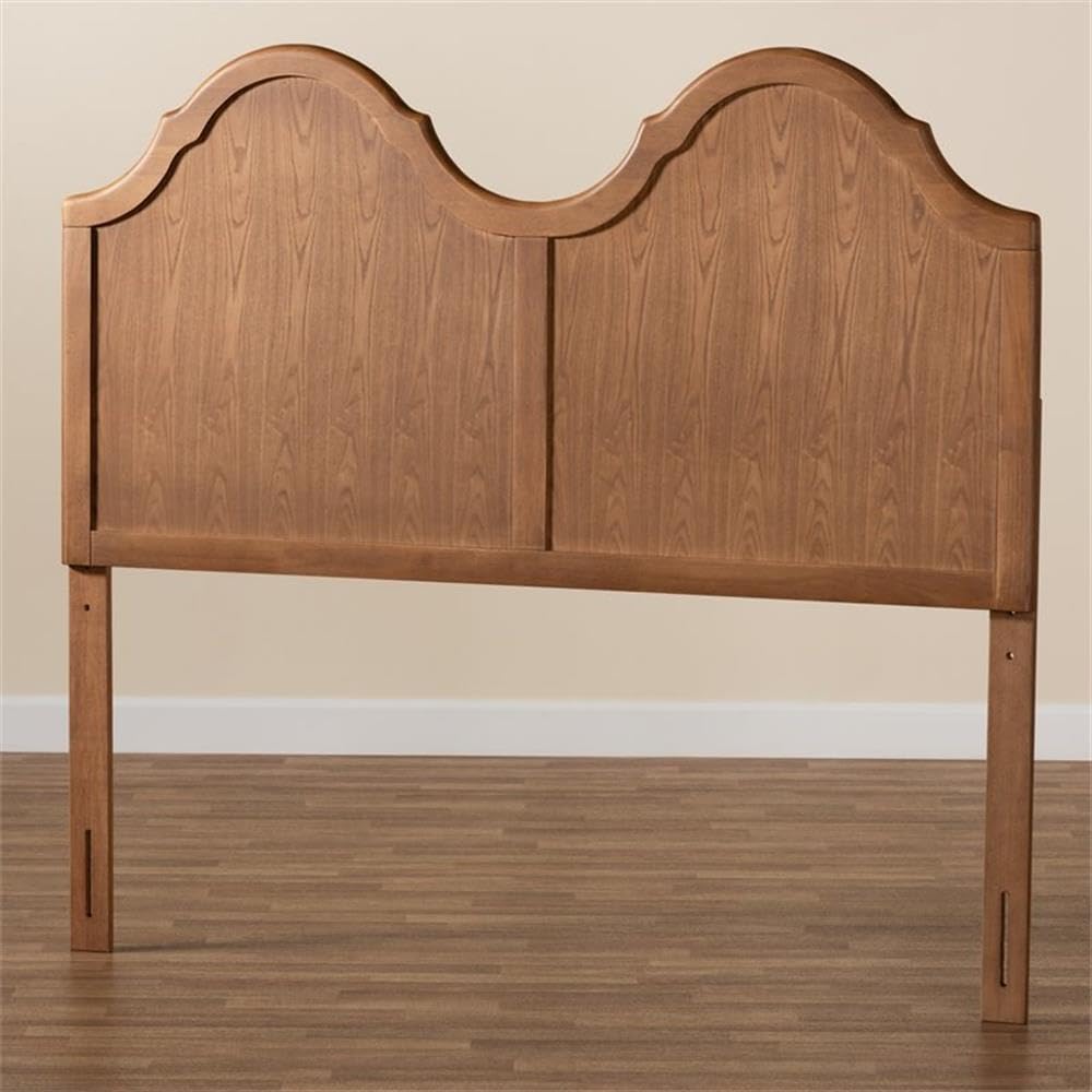Baxton Studio Tobin Vintage Classic and Traditional Ash Walnut Finished Wood Queen Size Arched Headboard