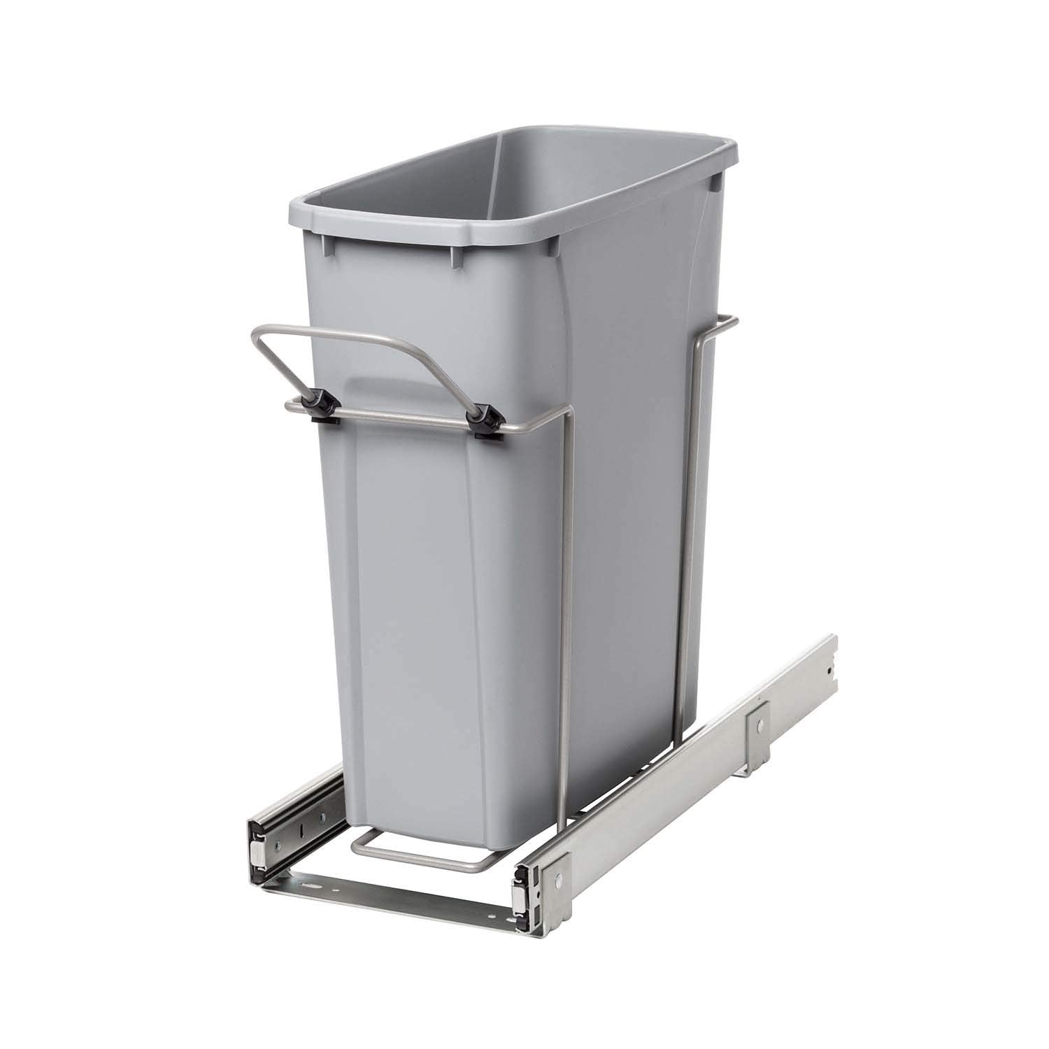 Knape & Vogt RS-PSW9-1-20-P 17 in. H x 8 in. W x D Steel in-Cabinet 20 Qt. Single Platinum Pull Out Trash Can