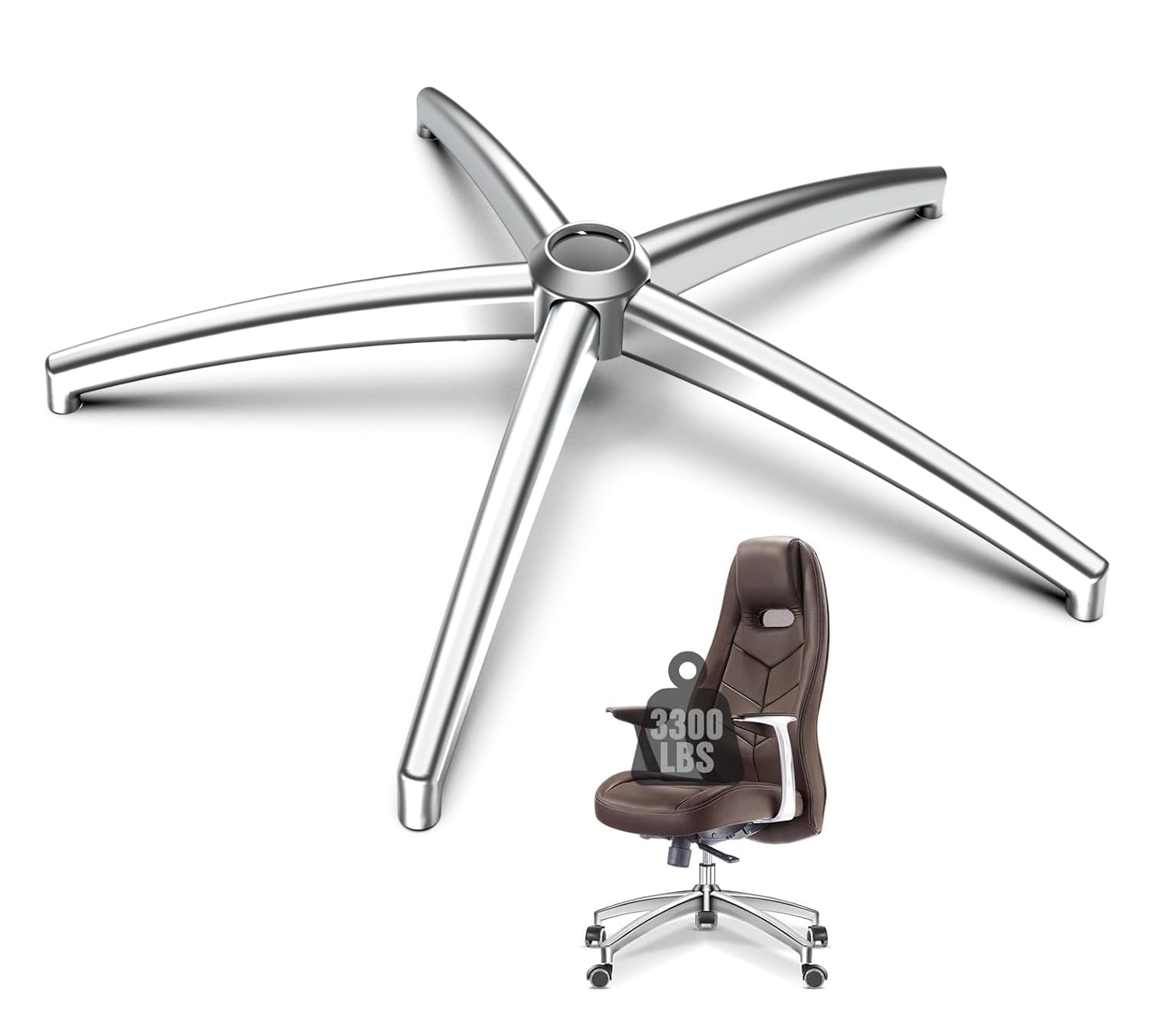 Lipshome Office Chair Base Replacement (3300 Lbs) - Heavy Duty Alloy Office Chair Base Replacement, Office Chair Reinforced Meta