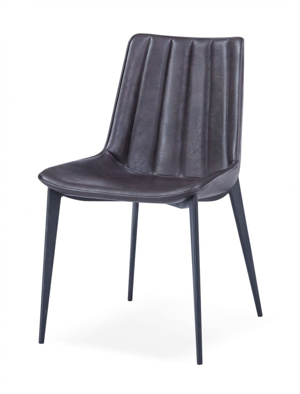 HomeRoots Faux Leather, Metal Set of Two Brown Black Modern Dining Chairs