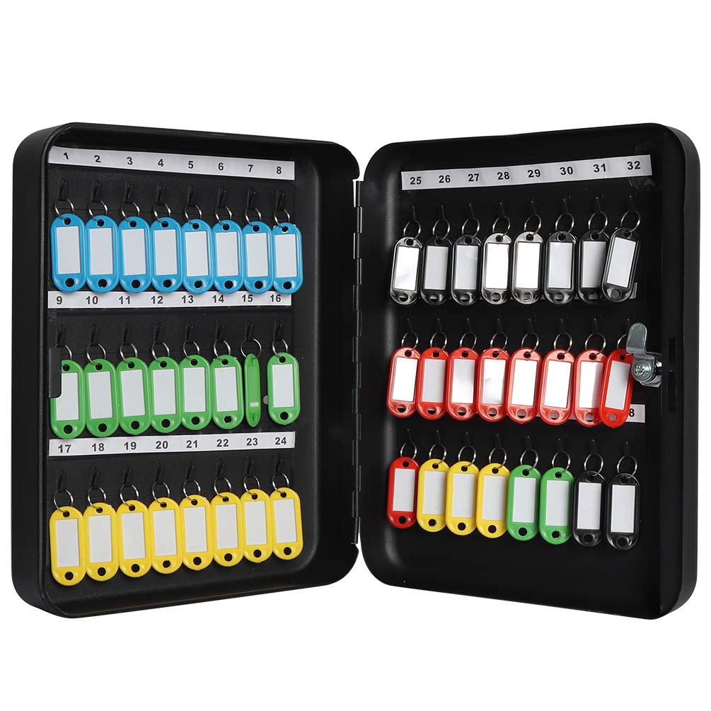 Jssmst Wall Mount Key Box With Code, Locking Key Cabinet Security Key Storage Box, 48 Key Hooks & Tags Key Labels, 11.81 X 9.45