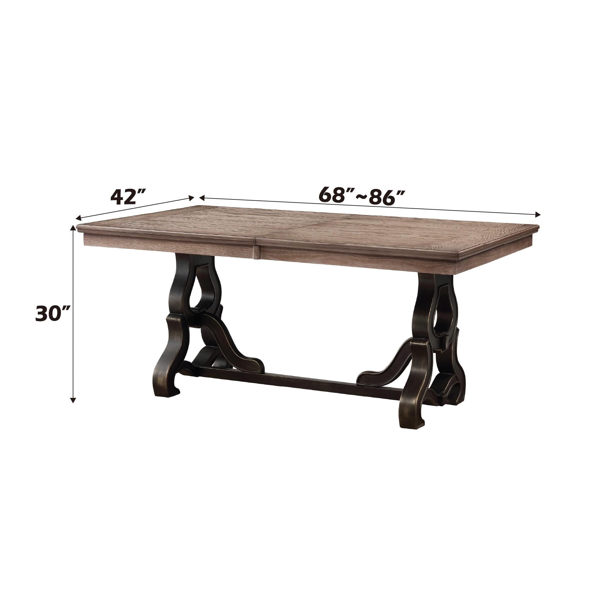 ACME Furniture Rectangular Wood Dining Table with 1 Leaf