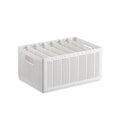 RIZGHWOY Foldable Clothing Storage Box with 7 Adjustable Grid Dividers, Large Wardrobe Organizer for Pants, White, Bedroom Stora