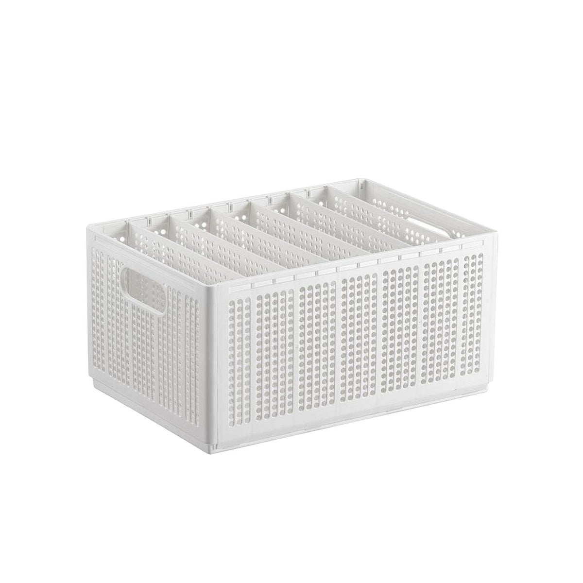RIZGHWOY Foldable Clothing Storage Box with 7 Adjustable Grid Dividers, Large Wardrobe Organizer for Pants, White, Bedroom Stora