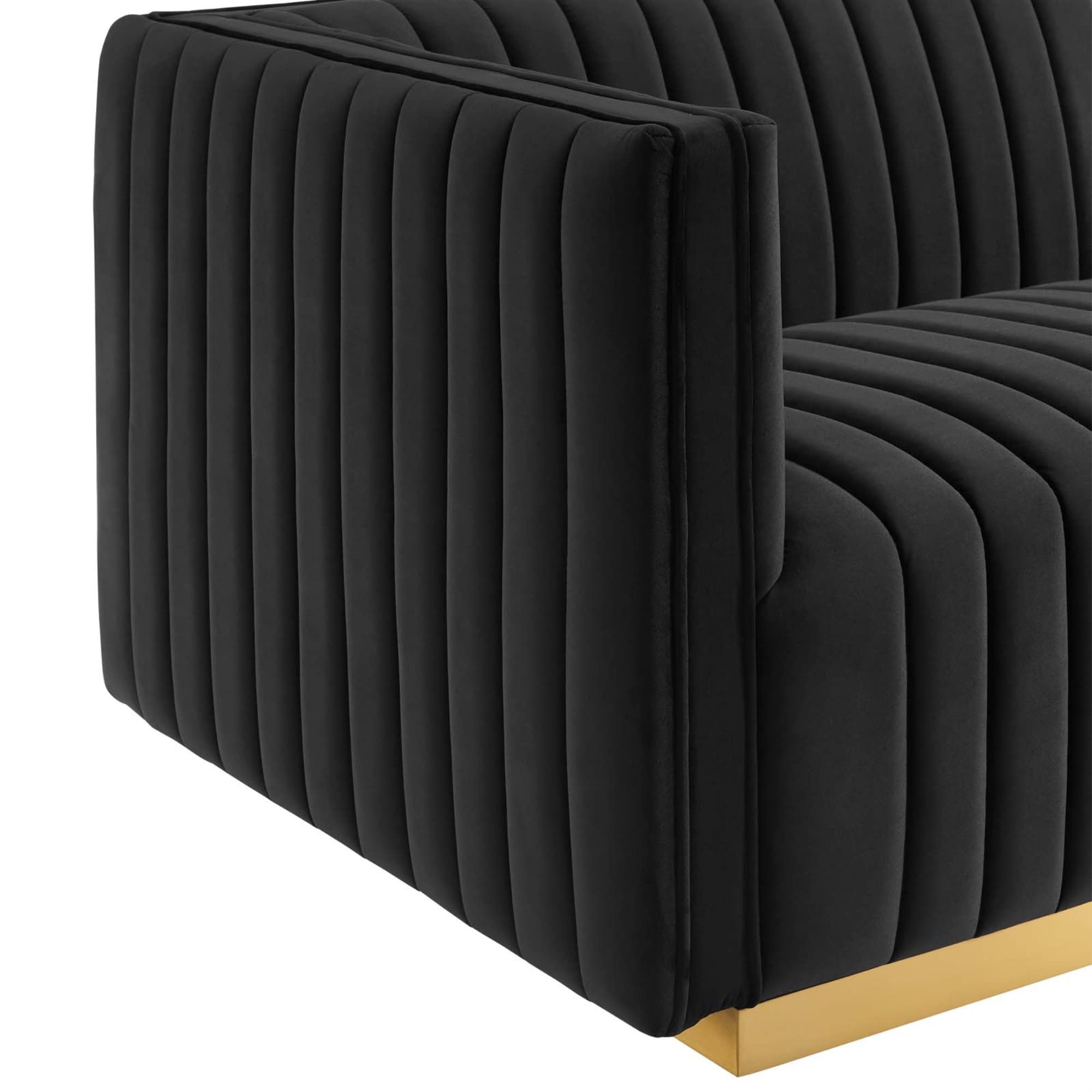 Modway Conjure Channel Tufted Performance Velvet Left-Arm Chair In Gold/Black