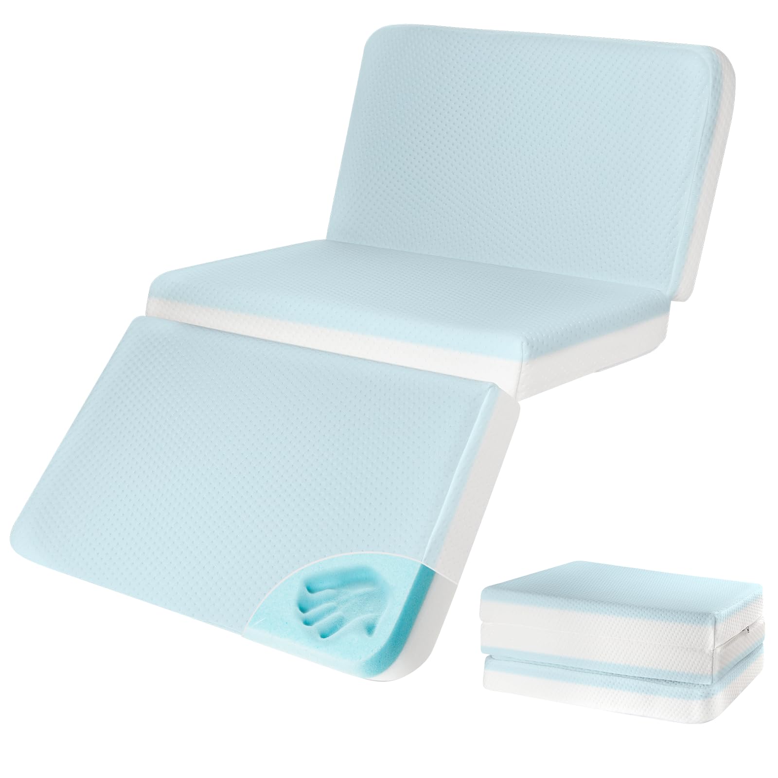 Haavookix 3 Waterproof Crib Mattress,52x27.5 Inch Trifold Mattress for Toddler Bed,Portable Travel Memory Foam Nap Mat for Bab