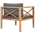 vidaXL Outdoor Patio Chair with Comfy Gray Cushions, Solid Teak Wood, Easy Maintenance, Versatile Design, Ideal for Garden, Terrace or Patio