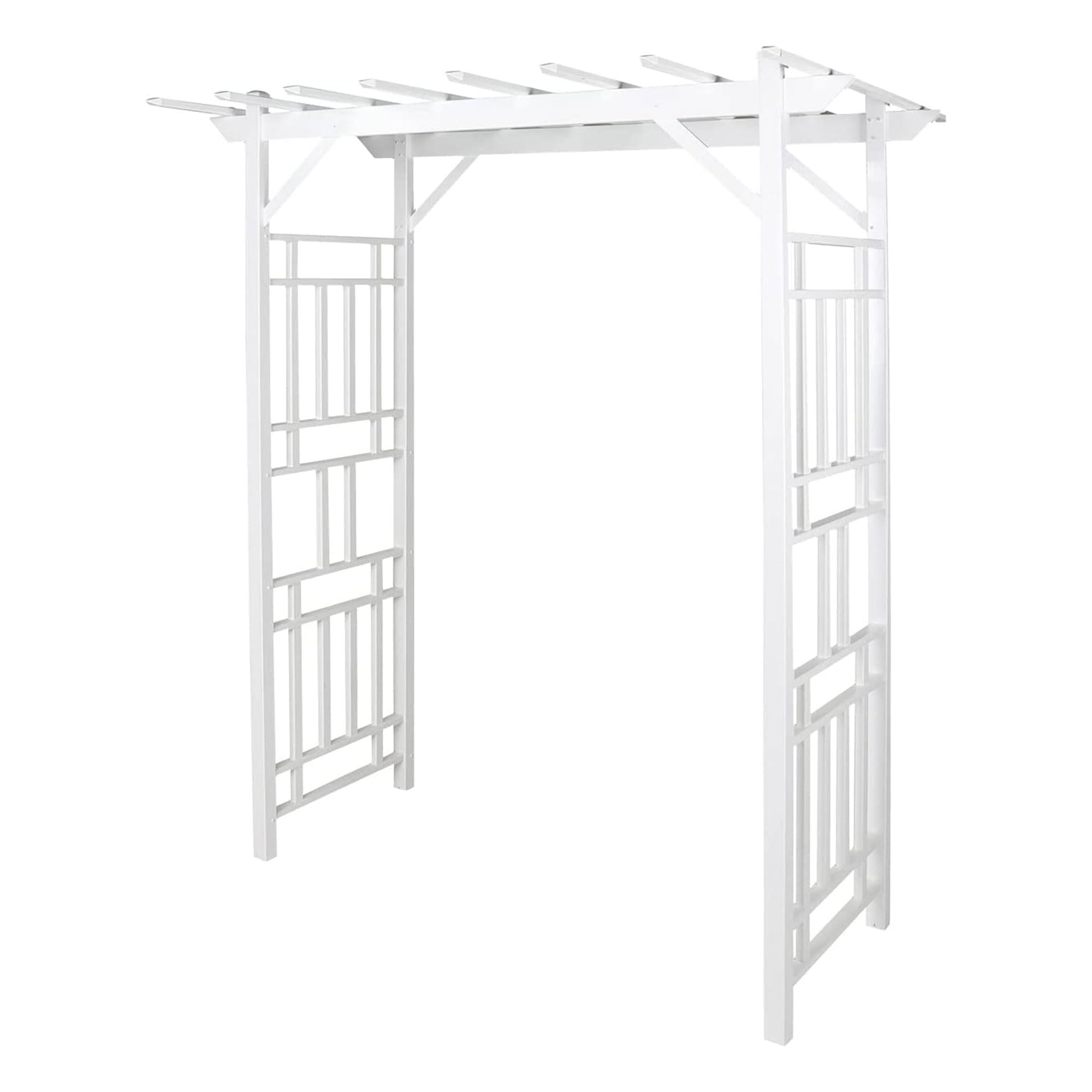Dura-Trel Wellington Arbor, 72 By 95 Inch Pvc Patio Garden Arch, Outdoor Backdrop Frame Decoration Or Trellis For Climbing Plant