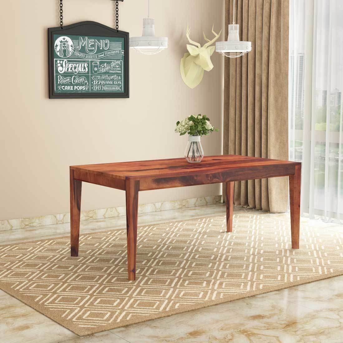 Divine Wood Art Sheesham Wood 6 Seater Dining Table Only For Dining Room | Wooden Dining Table Only For Home & Kitchen | Solid W
