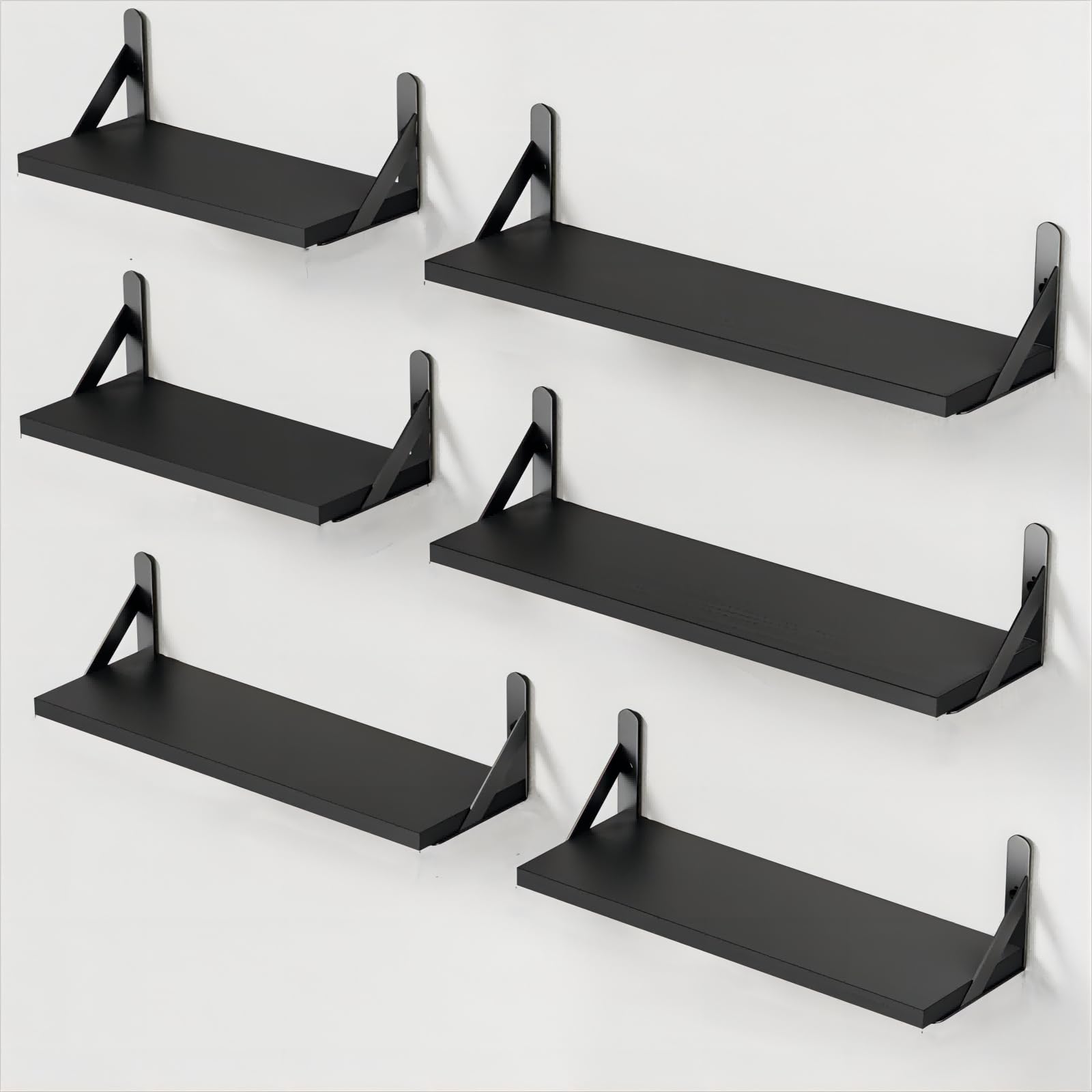 AMADA HOMEFURNISHING Wall Shelves Set of 6, Wood Floating Shelves for Wall Decor, Rustic Farmhouse Wall Shelves for Bedroom, Bat