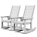 Greenvines Outdoor Rocking Chairs | Set Of 2 | Porch Rocker | Hdpe Plastic | White | Oversized Rockers | High Back | Big & Tall | Ladder Back | For Patio Outside Backyard Balcony Garden