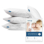 Queen Pillow Protector Zippered 4 Pack Queen Size 20 X 30 Inch Waterproof Pillow Case Protector Down Feather Proof Pillow Covers Encasement Pillow Case White