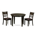 East West Furniture BOLY3-CAP-LC 3 Piece Dining Room Table Set Contains a Round Kitchen Table and 2 Faux Leather Upholstered Dining Chairs, 42x42 Inch, Cappuccino