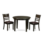 East West Furniture BOLY3-CAP-LC 3 Piece Dining Room Table Set Contains a Round Kitchen Table and 2 Faux Leather Upholstered Dining Chairs, 42x42 Inch, Cappuccino