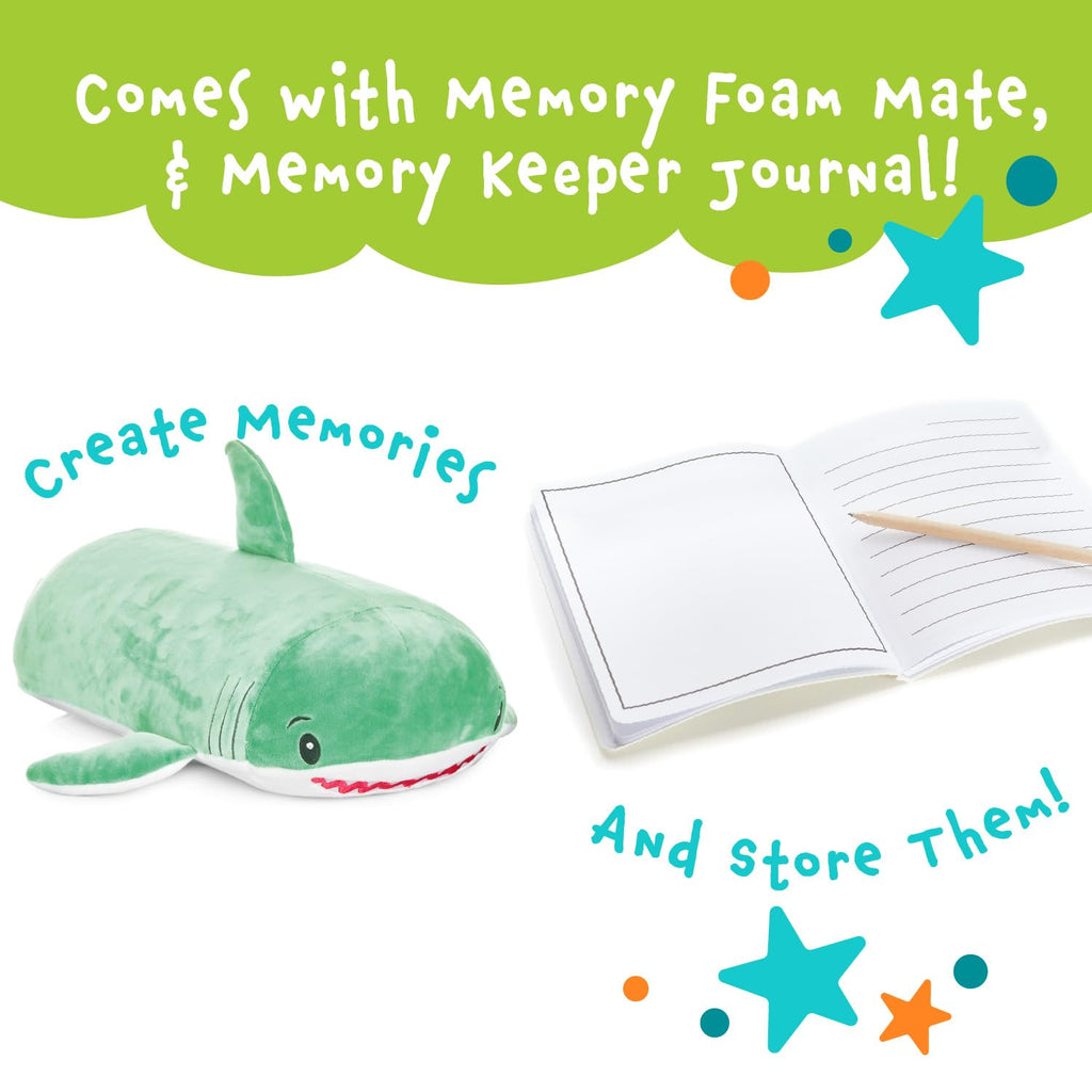 Memory Mates Jake The Shark Memory Foam Pillow Plush,15    Stuffed Animal