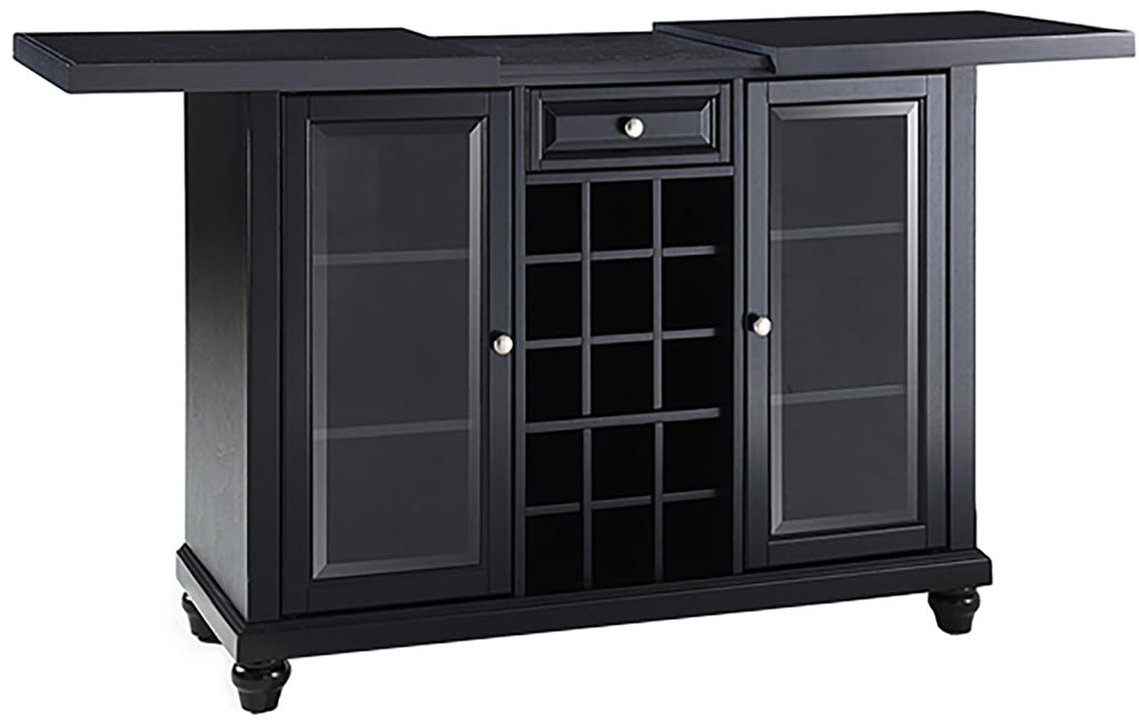 Crosley Furniture Cambridge Sliding Top Bar Cabinet with Storage Shelves, Drawer, and Wine Rack, Black