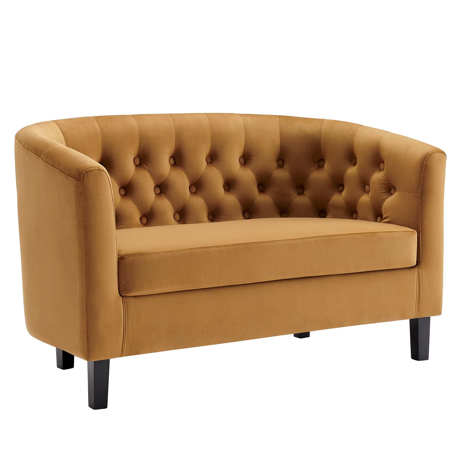 Modway Prospect Channel Tufted Performance Velvet Modern, Loveseat, Cognac