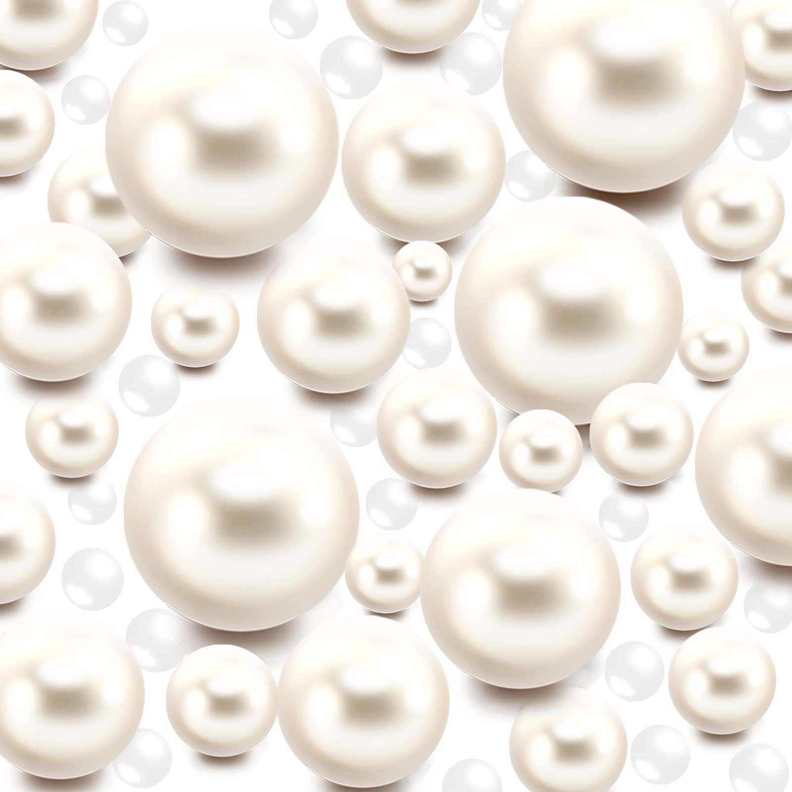 100 Pieces Floating NO Hole Pearls Beads and 500 Pcs Transparent Water Gels,Floating White Pearls for Vases,Pearl Decor,Floating