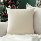 Miulee Christmas Velvet Pillow Cover Decorative Square Pillowcase Soft Solid Cushion Case For Sofa Bedroom Car 26 X 26 Inch Cream White