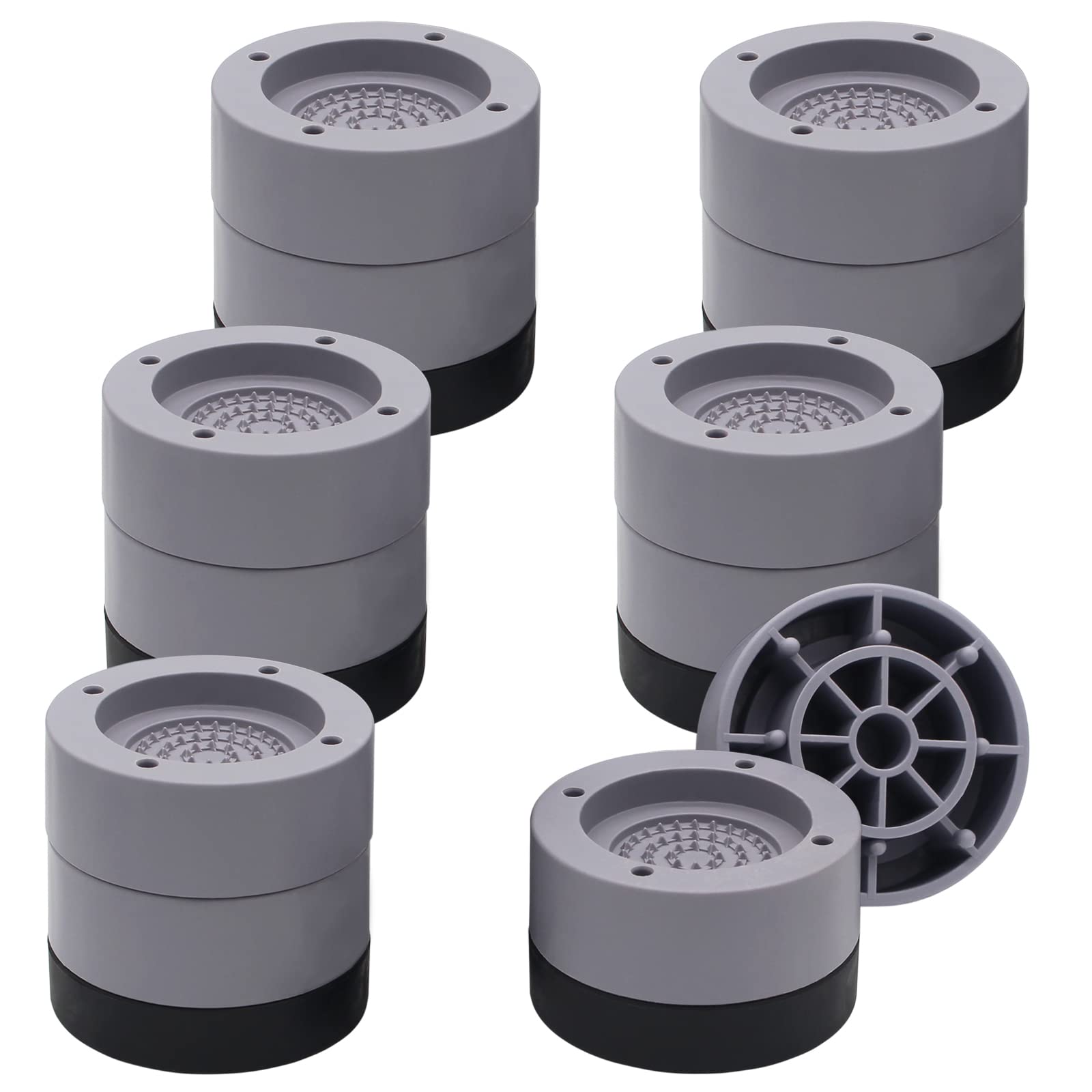 Hanihua 6 Sets Furniture Risers 1', 2 Inch Grey Bed Risers, Heavy Duty Bed Lifts Risers For Table, Sofa, Couch, Desk, Adjustabl