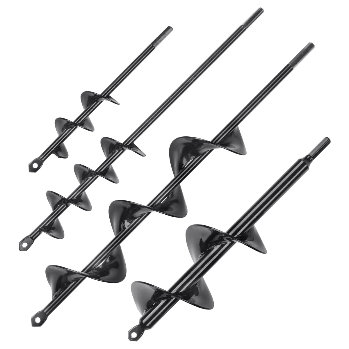 VEVOR Auger Drill Bits for Planting Set of 4, Garden Auger Drill Bit, Spiral Drill Bit for Post Hole Digger, Bulbs Planting & Ho