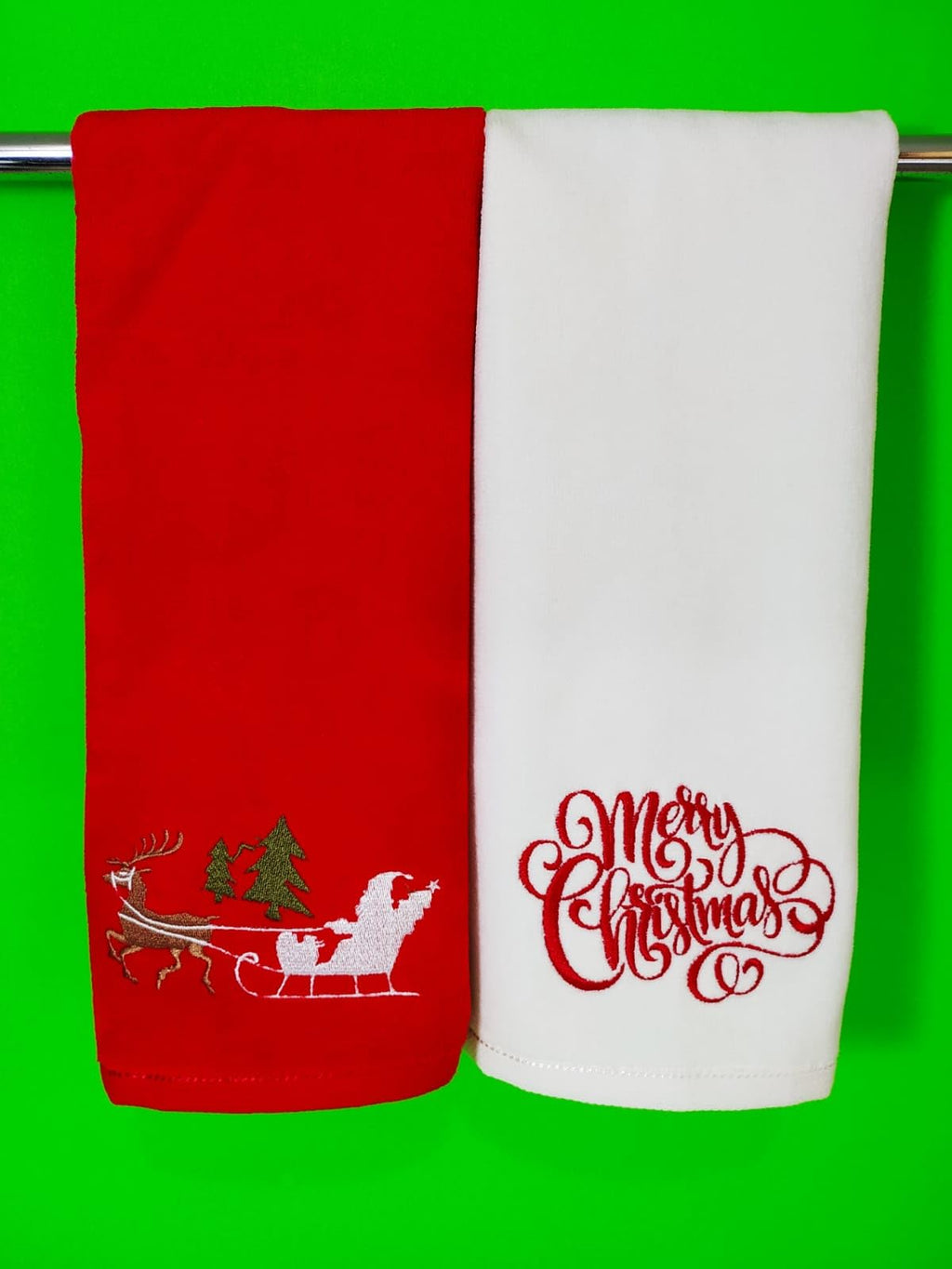 Merry Christmas Hand Towels Set, 100% Soft Cotton, Basket Stuffers, (12X20 Inches) Decor Hand Towels Gift Packed, Decorative Han