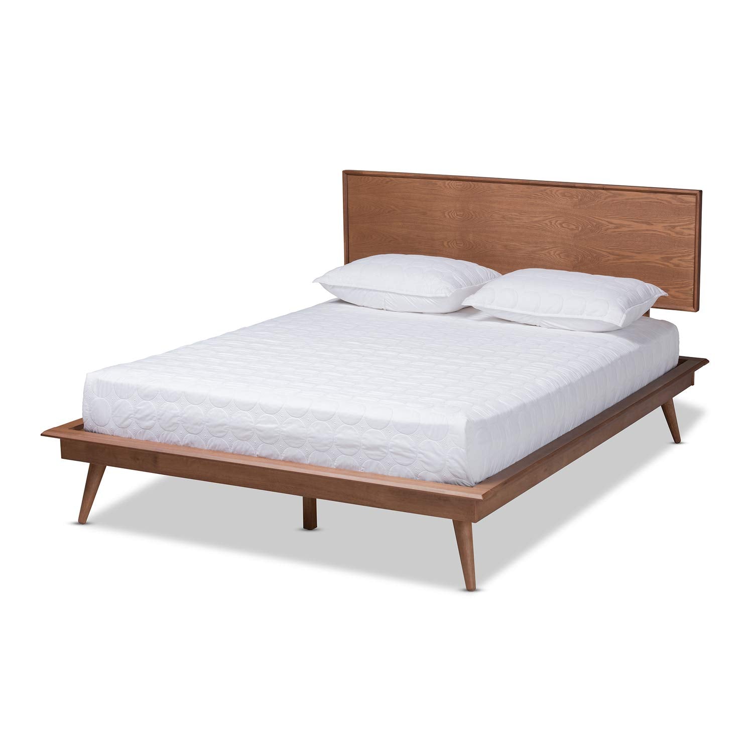 Baxton Studio Karine Mid-Century Modern Walnut Brown Finished Wood King Size Platform Bed