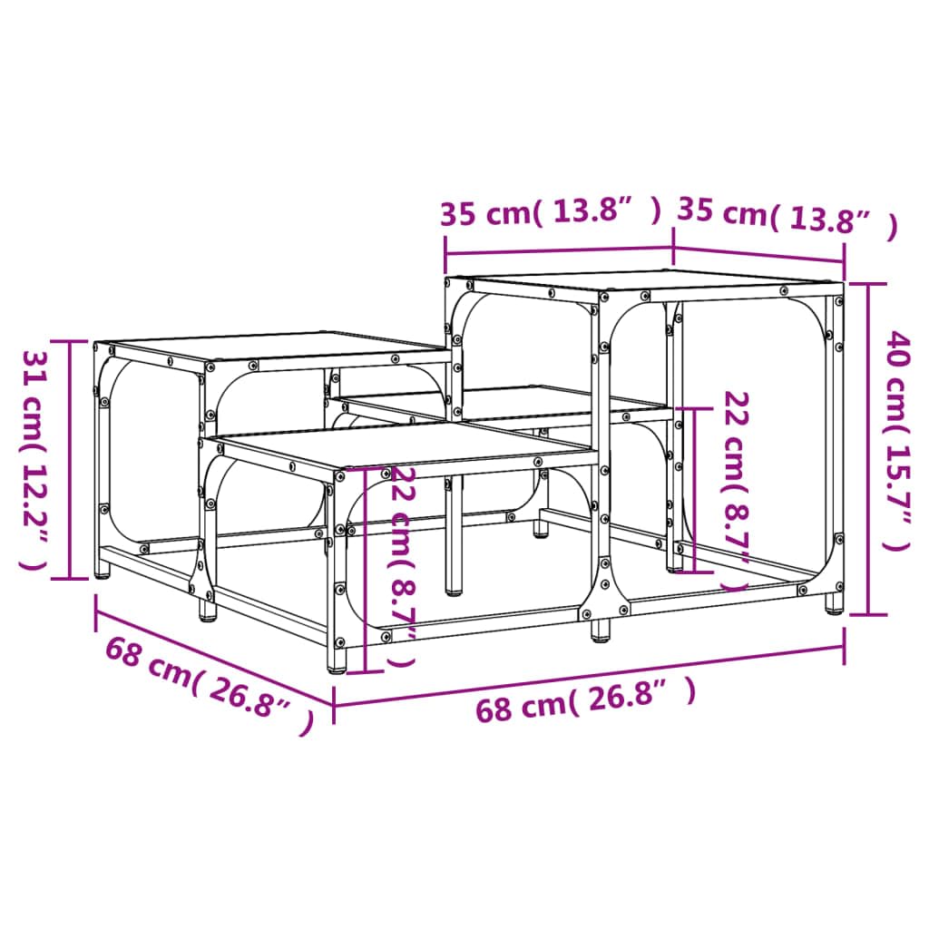 vidaXL Black Engineered Wood Coffee Table - Square Sofa Center Table with Metal Frame & Adjustable Feet for Living Room, Lounge