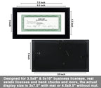 CORE ART Black 5x10 Business License Frame, Professional Bank Check Frame 3.5x8, High Definition Plexiglass, Wall/Tabletop Display