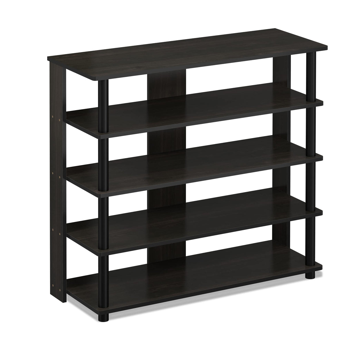 Furinno Turn-N-Tube 5 Tier Wide Shoe Rack, Espresso/Black 32 Inch