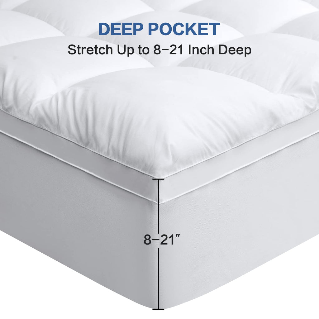 Cohome Twin Xl Mattress Topper Extra Thick Cooling Mattress Pad 400Tc Cotton Top Plush Down Alternative Fill Pillow Top Mattress