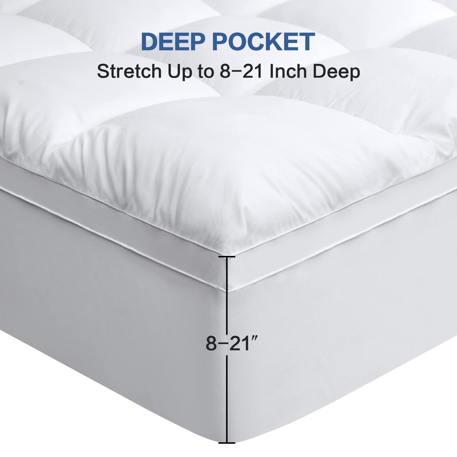 Cohome Twin Xl Mattress Topper Extra Thick Cooling Mattress Pad 400Tc Cotton Top Plush Down Alternative Fill Pillow Top Mattress