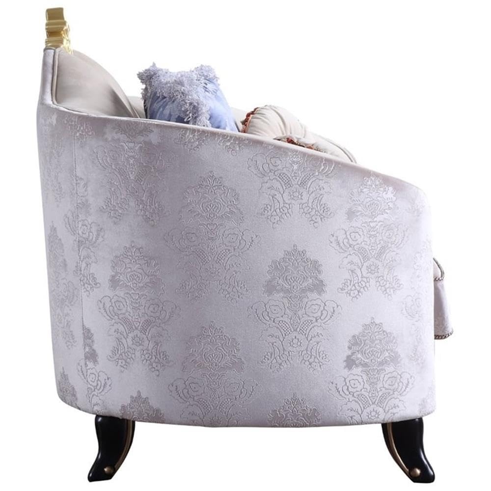 Acme Sheridan Loveseat with 5 Pillows in Cream Fabric