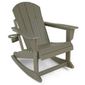 Abcpatio Plastic Adirondack Chair - Rocking Adirondack Chairs With Cup Holder, Weather Resistant Seating For Patio, Porch, Deck, Pool, Garden, Backyard (Seat Width 20', Dark Brown)