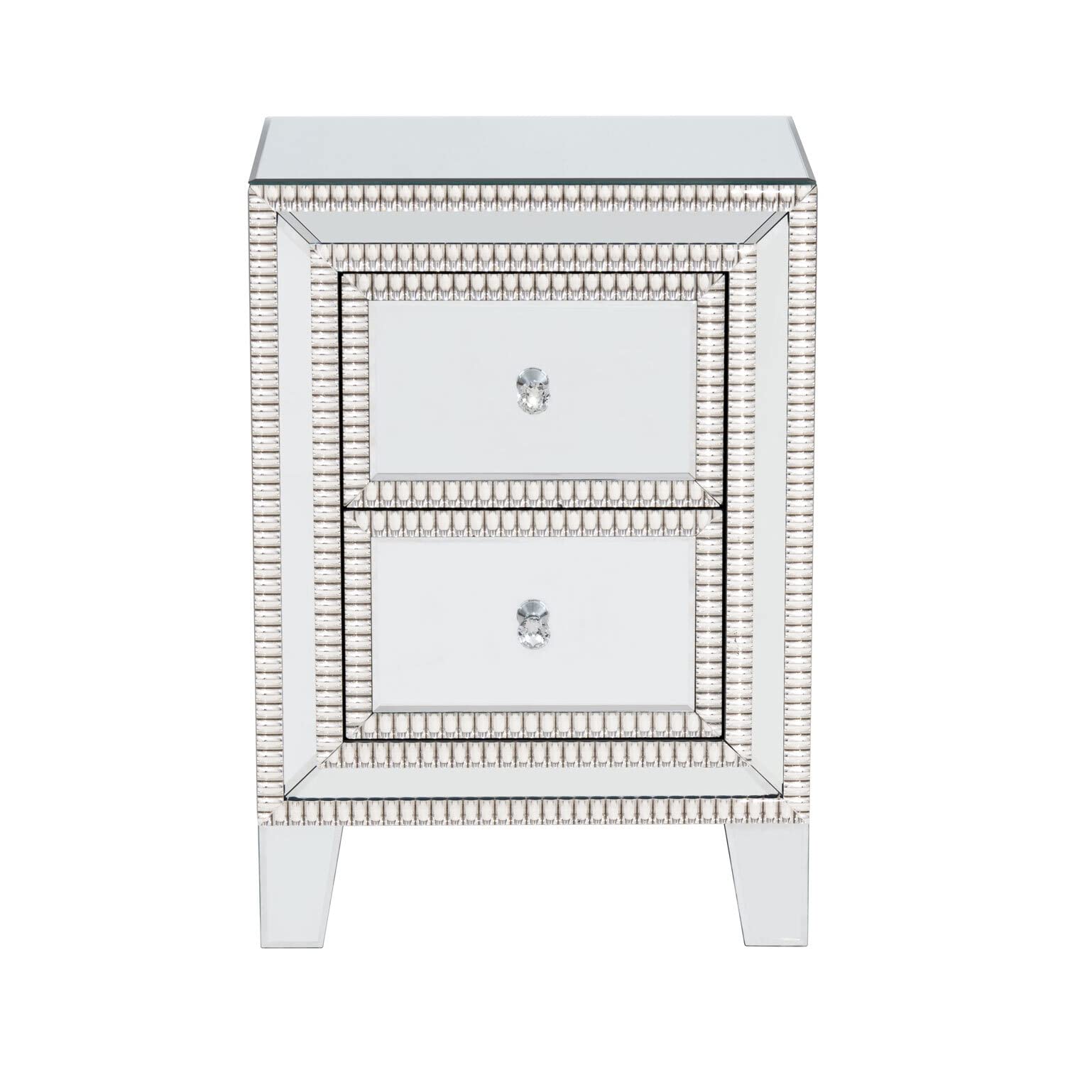 Better Home Products Mirrored Nightstand with 2 Drawers