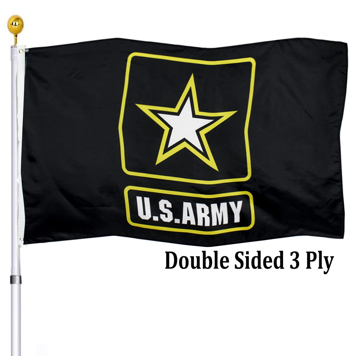 Us Army Military Flag 3X5 Outdoor Made In Usa Double Sided- American United States Army Star Black Flags 3 Ply Heavy Duty Fade R