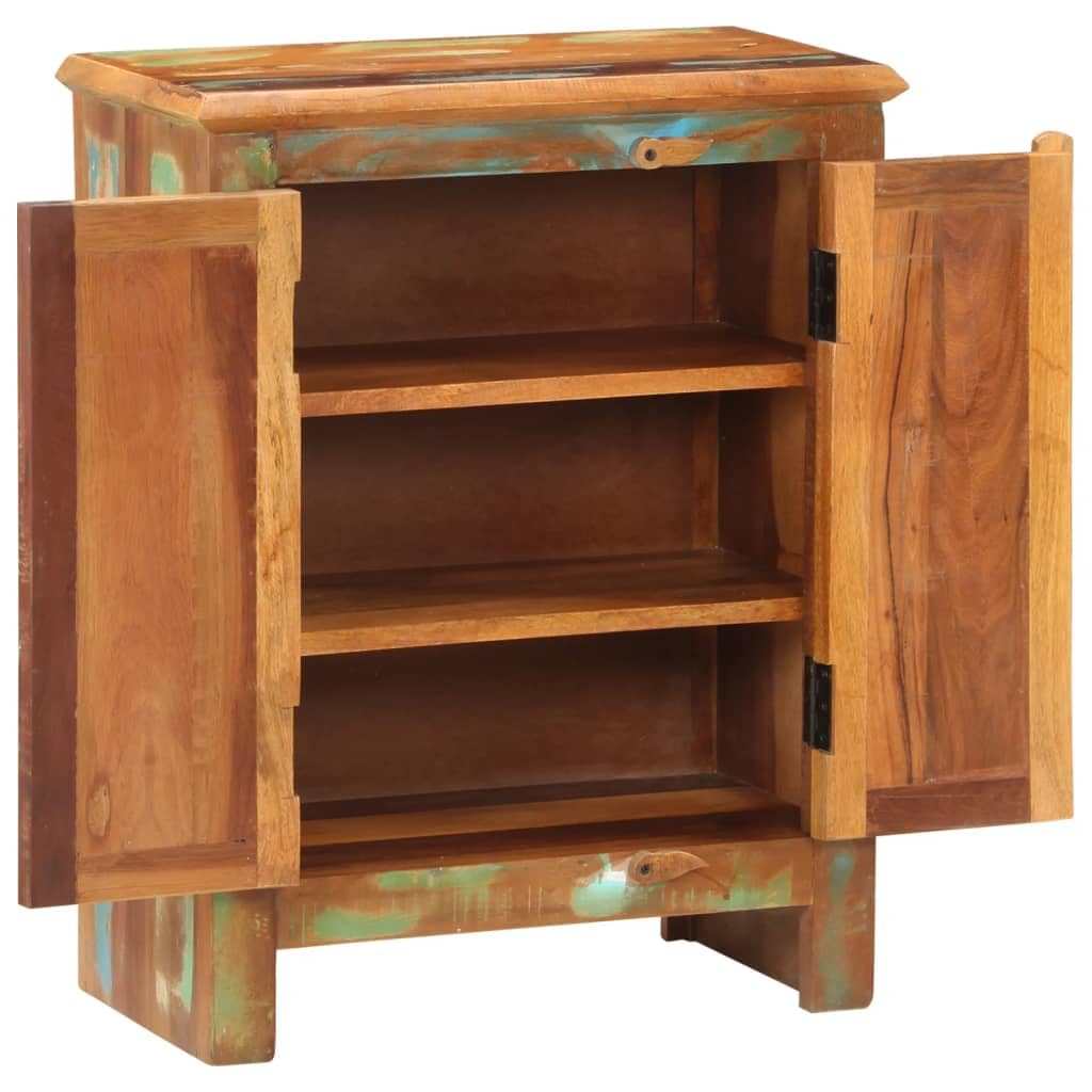 vidaXL Solid Wood Sideboard Reclaimed Wood Storage Unit with 2 Doors, Handmade, Unique Grain & Color Variance, Ideal for Decor Display, 21.7"x11.8"x27.6"