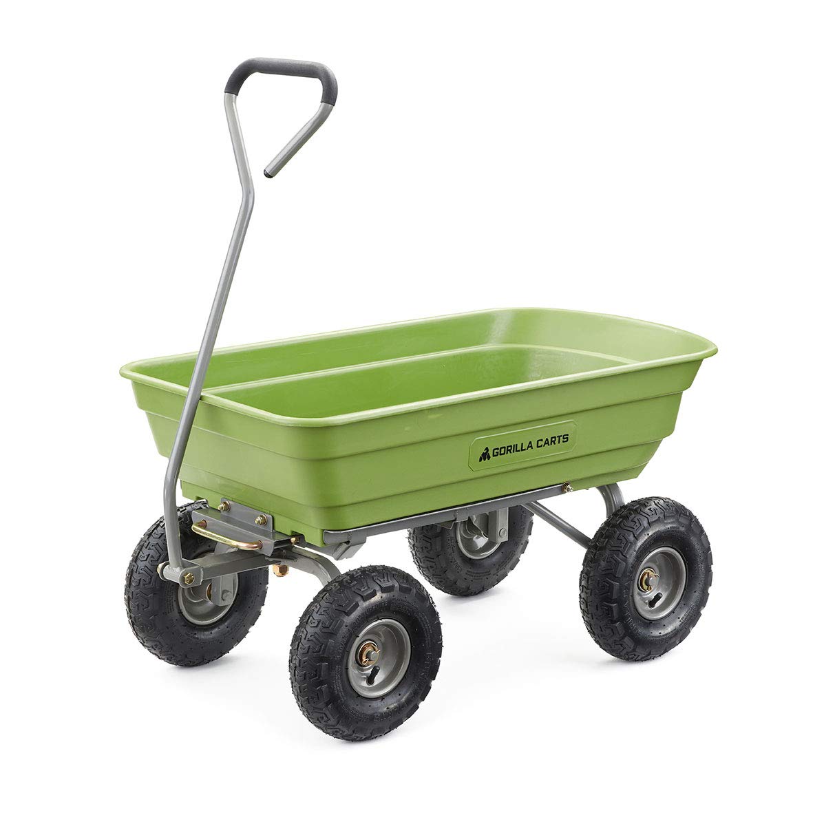 Gorilla Carts 600 Pound Capacity Heavy Duty Poly Yard Garden Steel Quick Dump Utility Wheelbarrow Wagon Trolley Cart With Straig