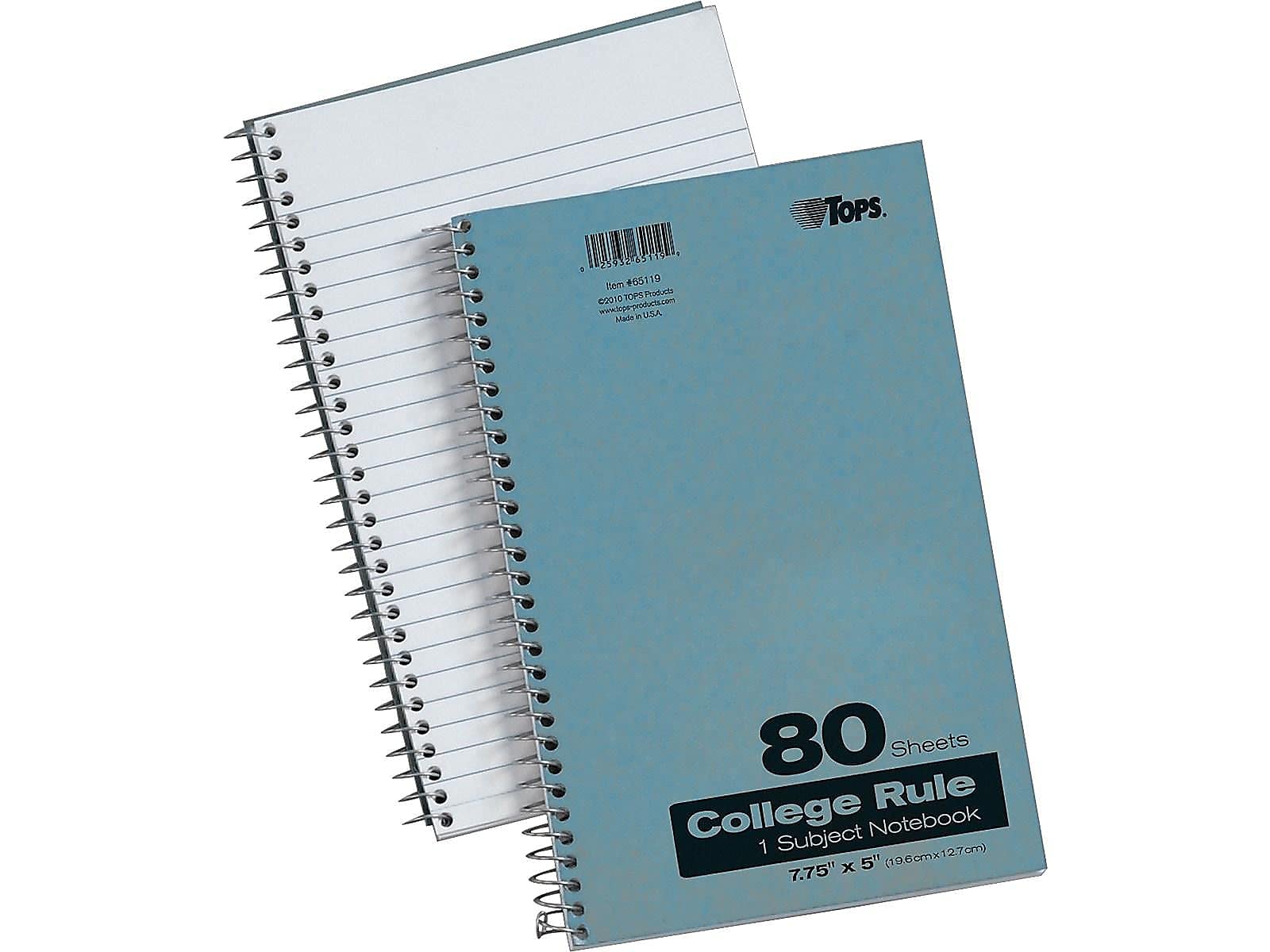 Oxford 1-Subject Pressboard Notebook, 5' X 7-3/4', College Rule, Blue Cover, 80 Sheets (65119)