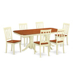 East West Furniture NAAN7-WHI-W Napoleon 7 Piece Set Consist of a Rectangle Dinner Table with Butterfly Leaf and 6 Dining Room Chairs, 40x78 Inch, Buttermilk & Cherry