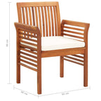 vidaXL Solid Acacia Wood 7 Piece Patio Dining Set with Cream White Cushions Garden Terrace Dinner Table Chairs Backyard Courtyard Porch Poolside Home
