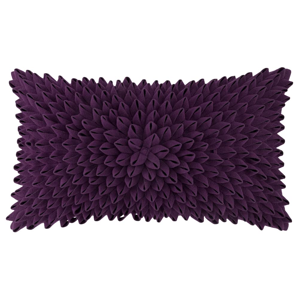 Kingrose 3D Handmade Personalized Throw Pillow Covers Rectangle Decorative Cushion Cases For Sofa Couch Chair 12 X 20 Inches Pur